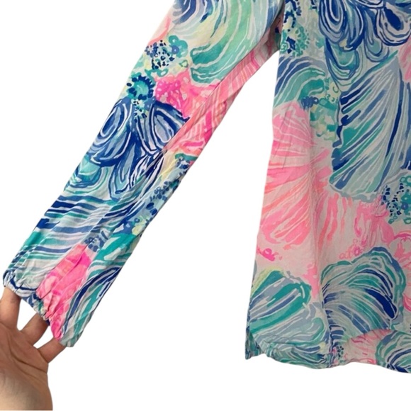LILLY PULITZER 100% Silk Elsa Blouse in “Beach Please” Size Large — SO PRETTY!!! - Picture 6 of 8
